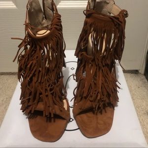Very sexy and cute Chestnut Fringly heels /sandals